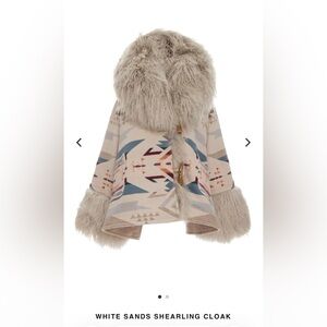 White Sands Shearling Cape with Fur Trim